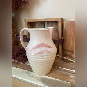 80's Coastal Soft Pink Stoneware Pitcher